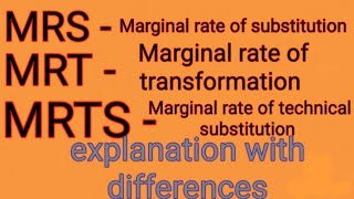 MRS MRT MRTSMarginal rate of substitutiontransformation NET JRFRPSCPGTassistant Professor [upl. by Anirazc]