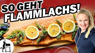 Flammlachs Rezept  Lachs am offenen Feuer zubereiten  Die Frau am Grill [upl. by Akibma]