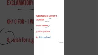 Formation 8। Transformation of Assertive to Exclamatory sentence। English grammar [upl. by Slohcin966]
