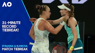 The Longest Singles Tiebreak in Grand Slam History  Rybakina v Blinkova  Australian Open 2024 [upl. by Amian]