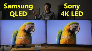 Samsung QLED vs Sony 4K LED TV Comparison Upscaling HDR Game Mode [upl. by Yortal]