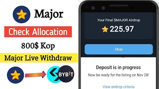 Major Live Withdraw Process  Check Major Final Allocation  Deposit to Exchange  Listing Price [upl. by Annabal]