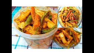 5 मिनट में बनाएं चटपटा और मसालेदार मूली गाजर और हरीमिर्च का मिक्स अचार Mix Veg Achar [upl. by Aznerol161]