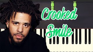 🎹J Cole  Crooked Smile ft TLC Piano Tutorial Synthesia❤️♫ [upl. by Horvitz]