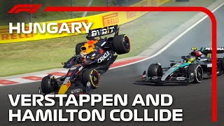 Verstappen and Hamilton Collide  2024 Hungarian Grand Prix [upl. by Tager]