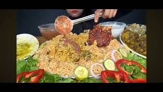 Asmr eating mandi rice mandi mutton with peri peri alfaham mayo salad asmr platter [upl. by Steep]