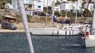 Anchoring in Tourlos Marina Mykonos with 27 knots meltemi [upl. by Rona]