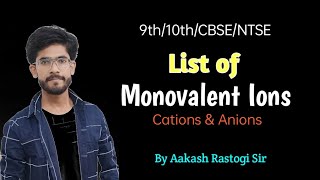 Cation  Anion  Monovalent  Chemical Formulas  By Aakash Rastogi Sir [upl. by Anert]