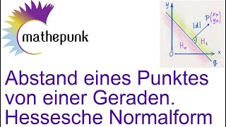 Abstand eines Punktes in der Ebene von einer Geraden Hessesche Normalform HNF [upl. by Airtal]