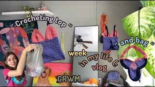 I Made This Matching Crochet Top amp Bag  vlog [upl. by Libove]