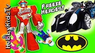 IMAGINEXT Captain Cold FREEZE Superheroes Fire Bot SURPRISE EGGS Batman Robin by HobbKidsTV [upl. by Elyse]