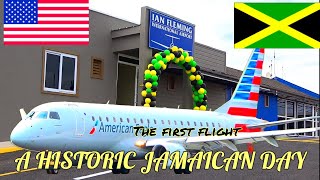 American airlines first flight to Ian Fleming international airport in Jamaica [upl. by Tlihcox]