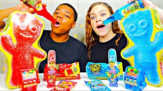 RED FOOD VS BLUE FOOD CHALLENGE JELLY SQUEEZE SLIME LICKER DRINK JUICY DROP POP CANDY MUKBANG [upl. by Airalednac158]