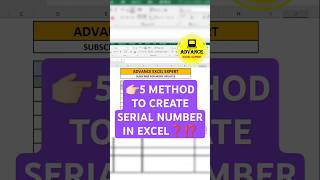 😱😱How To Create Serial Number In Excel  Advance Excel  youtube excel shortfeed excel [upl. by Hunsinger]