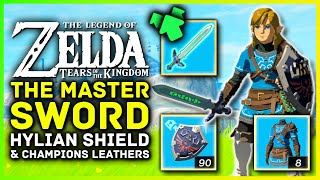 Zelda Tears Of The Kingdom How To Get The Master Sword Champions Leathers amp Hylian Shield Locations [upl. by Vicki]