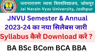 JNVU New Syllabus 202324  JNVU Semester amp Annual Syllabus 2023  JNVU BA BSc BCom Syllabus 2024 [upl. by Irahk]