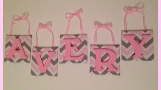 DIY NURSERY WALL LETTERS PINK AND GREY CHEVRON [upl. by Aneerahs]