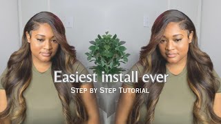 Super easy closure install  6x6 closure install  styling [upl. by Dodson]