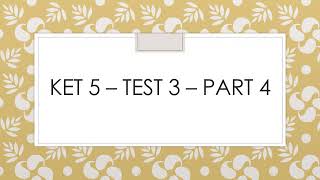 Listening Practice  A2 CEFR  Cambridge KET 5 Test 3 Part 4 [upl. by Ennaitak]