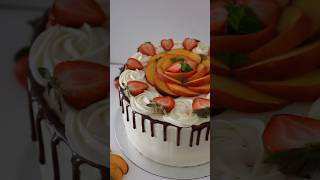 🍓Peach amp Strawberry Marble Chantilly Cake 🍑 Torta Marmoleada con Fresa y Durazno cake pastel [upl. by Peednus51]