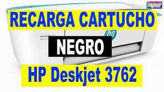 COMO RECARGAR CARTUCHO NEGRO HP DESKJET 3762 MODELO 304  304XL HP 3762 REFILL BLACK CARTRIDGE 304 [upl. by Nehtanoj]