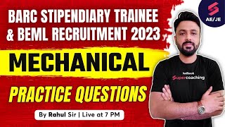 BEMLBARC Stipendiary Trainee 2023  Mechanical Lecture5  BEML Mechanical Classes  By Rahul Sir [upl. by Eseerahs702]