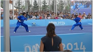 NANJING 2014 SportsLab wushu demo Ningxia Liu Haiyun amp Gao Jing 宁夏 刘海云 高静 [upl. by Kandy]