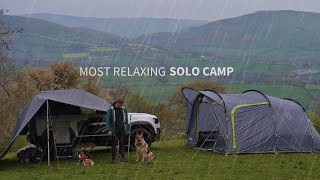 SOLO Camping in the RAIN  NEW Defender 90  RAIN ASMR  Silent Vlog  SHEEP [upl. by Atterol682]