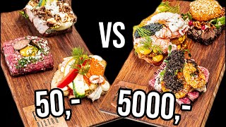 50kr VS 5000kr SMØRREBRØD  BILLIG VS DYR [upl. by Kuth]