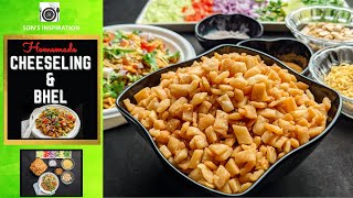 HOMEMADE CHEESELINGS amp BHEL  CHEESE NAMAKPARE  NAMAKPARE RECIPE  TEA TIME SNACKS [upl. by Esined]