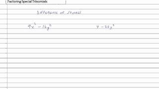 Factoring Special Trinomials [upl. by Edwine578]