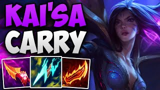 CHALLENGER ADC SOLO CARRIES WITH KAISA  CHALLENGER KAISA ADC GAMEPLAY  Patch 1418 S14 [upl. by Nomyaw]