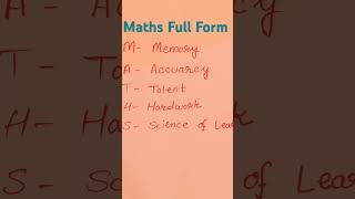 Maths Full Form ytshorts mathematics motivation [upl. by Martella]