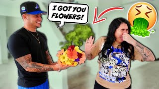 Putting FART SPRAY On Flowers Then Giving Them To My Fiance [upl. by Anirec196]