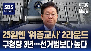 25일엔 위증교사 1심 선고…검찰 구형량 3년 선거법보다 높다  SBS  편상욱의 뉴스브리핑 [upl. by Corissa383]