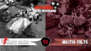 White Scars vs Militia Cults  Horus Heresy Battle Report [upl. by Elletnohs658]