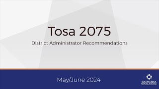 Tosa 2075 Administrator Recommendations [upl. by Ertnod]