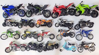 Collection of Yamaha KTM and Honda Motorcycles Scale Model Bikes  Diecast Collection [upl. by Pippy]