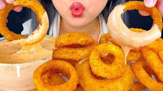 ASMR CRUNCHY ONION RINGS DIPPED IN RAISING CANES SAUCE  EATING SOUNDS  MUKBANG  ASMR PHAN [upl. by Oglesby]