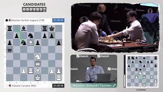 Fabiano Caruana sacrifices a piece against MVL in the Candidates while Magnus watches [upl. by Niveb108]