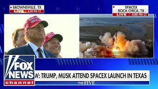 Trump watches SpaceX launch with Elon Musk [upl. by Hgiellek]