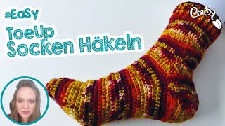 Häkelsocken mit Bumerangferse und Propellerspitze häkeln  Socken häkeln für Anfänger [upl. by Atilrep]