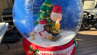 Gemmy 2006 6ft Tall Inflatable Charlie Brown amp Snoopy Sled Snowing Globe [upl. by Nnaeiram151]