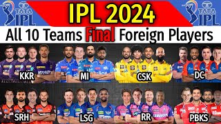 IPL 2024 All Teams Full And Final Foreign Players List  All Teams Final Overseas Players 2024 [upl. by Gnilrets]