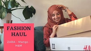 Fashion Haul 🍁 I Zara HampM Mango I Hijabflowers [upl. by Aicirtam]