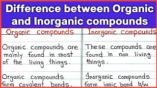 Difference between Organic and Inorganic compounds  Chemistry [upl. by Keever680]