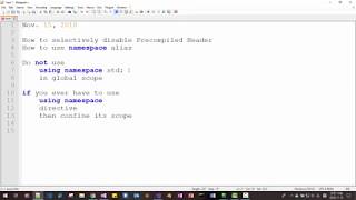 Selectively Disable Precompiled Header and Use Namespace Alias [upl. by Lavinie443]