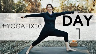 15 Minute Yoga Flow Vinyasa Beginners amp Intermediate Yoga Fix 30  Day 1  Fightmaster Yoga Videos [upl. by Ahsan]