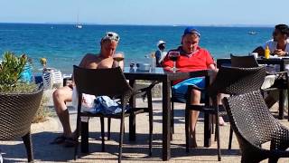 DRUNK BRITISH TOURISTS IN IBIZA FALL OVER TABLE [upl. by Affay]