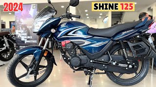 2024 Honda Shine 125 Matte Blue Color Detail Review Price  Features  Mileage [upl. by Ellennej]